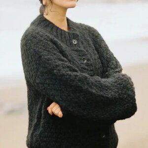 Ozma Bell Hand Knit Cardigan, Caravelli, Black, XS/S